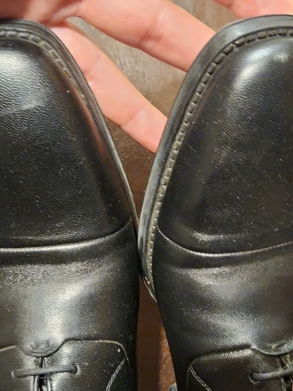 Magnanni Black Leather Cap-Toe Derby Shoes